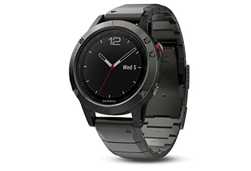 Garmin fēnix 5, Reloj Inteligente GPS Multideporte Premium y Resistente, Cristal de Zafiro, Gris Pizarra con Banda Metálica 010-01688-20