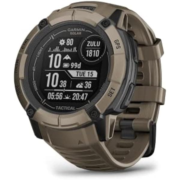 Garmin Instinct 2X Solar - Edición Táctica, Reloj Inteligente GPS Resistente, Linterna Integrada, Calculadora Balística, Capacidad de Carga Solar, Color Coyote Tan 010-02805-12