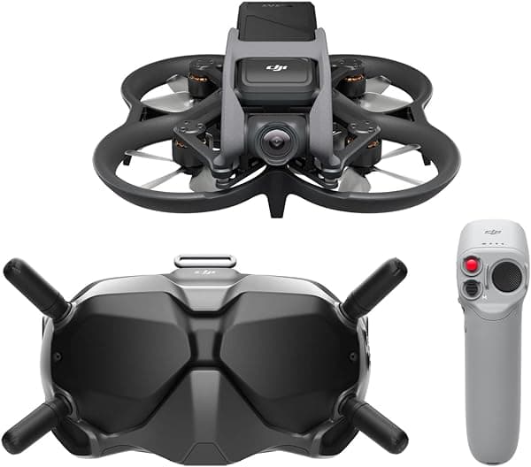 DJI Avata Fly Smart Combo (DJI FPV Goggles V2) - Cuadricóptero UAV con Vista en Primera Persona, Vídeo 4K Estabilizado, Campo de Visión Super-Ancho de 155°, Protector de Hélice Integrado, Transmisión HD de Baja Latencia, Color Negro QF2W4K