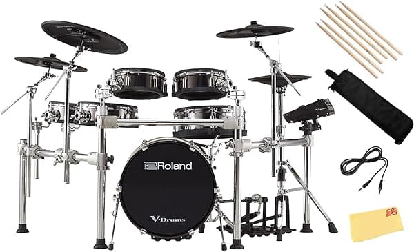 Roland V-Drums TD-50KV2 Set de Batería Electrónica Paquete con Cable de Audio de 3.5mm, Bolsa para Baquetas, 3 Pares de Baquetas y Paño de Pulido de Austin Bazaar AUS-TD-50KV2-COMBO-DLX