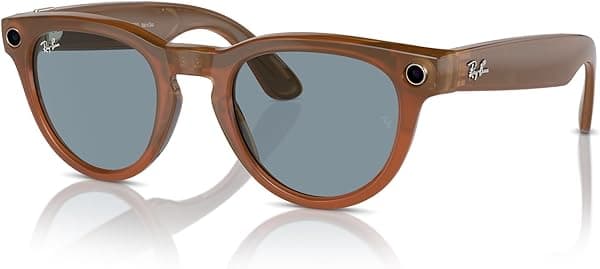 Meta Ray-Ban Headliner Smart Glasses - Anteojos Inteligentes Shiny Caramel Transparent, Teal Blue (0RW4009) RAY-BAN META RW 4009 HEADLINER