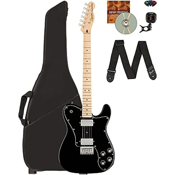 Fender Squier Affinity Telecaster Deluxe con Diapasón de Arce - Paquete Negro con Funda de Transporte, Afinador, Correa, Púas y DVD Instructivo de Austin Bazaar 378253506