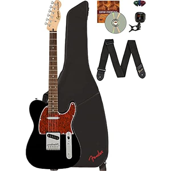 Fender Squier Affinity Telecaster con Diapasón de Laurel - Negro, Paquete que Incluye Funda, Afinador, Correa, Púas y DVD Instructivo de Austin Bazaar 378207506