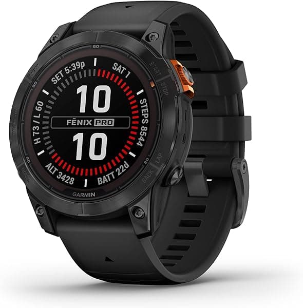Garmin fēnix 7 Pro Solar, Smartwatch GPS Multideporte con Linterna Integrada y Carga Solar, Negro 010-02777-00