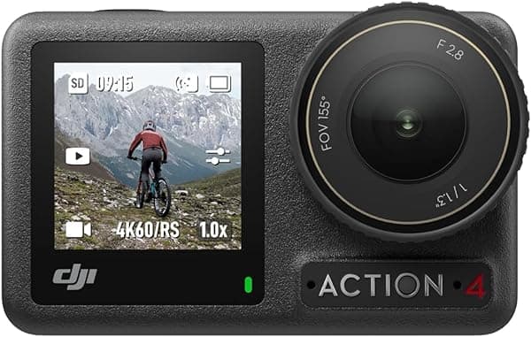 DJI Osmo Action 4 Combo Estándar - Cámara de Acción Impermeable de 4K/120fps con Sensor de 1/1.3 Pulgadas, Imágenes Asombrosas en Poca Luz, Rendimiento de Color en 10 bits y D-Log M, Duración Prolongada de 160 Minutos, Cámara para Exteriores CP.OS.00000269.01