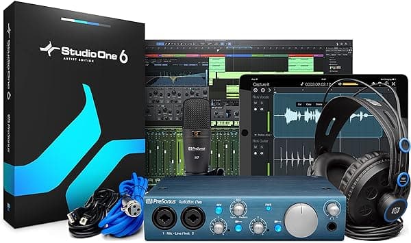 PreSonus AudioBox iTwo Studio - Paquete de Grabación USB 2.0 con Interfaz, Auriculares, Micrófono y Software Studio One