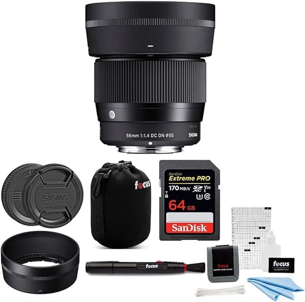 Sigma 56mm f/1.4 DC DN Contemporary - Lente para Sony E con Paquete Extreme PRO de 64GB ASIG351965KX