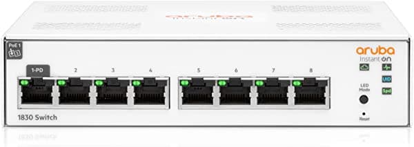 Interruptor inteligente Aruba Instant On 1830 de 8 puertos Gb | Sin ventilador | Cable europeo de la UE (JL810A#ABB)