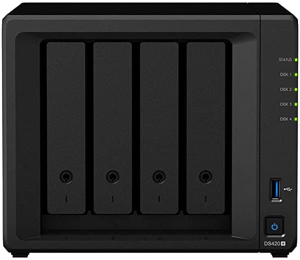 Synology Servidor NAS DiskStation DS420+ con CPU Celeron de 2.0 GHz, memoria de 6 GB, almacenamiento SSD de 16 TB, SSD M.2 NVMe de 1 TB, 2 puertos LAN de 1 GbE, sistema operativo DSM