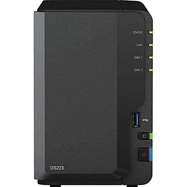 Synology DiskStation DS223 NAS Server with RTD1619B 1.7GHz CPU, 2GB Memory, 36TB HDD Storage, 1 x 1GbE LAN Port, DSM Operating System