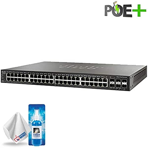 Cisco SG350X-48MP 48-Port Gigabit PoE Stackable Managed Switch + Essential Accessories 48Mbit/s adaptador y tarjeta de red SG350X-48MP-K9-NA