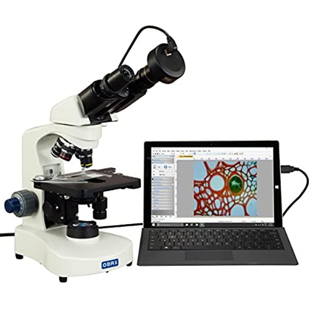 Omax 40 x -2000 X Binocular Microscopio Compuesto LED con 30 Grado Siedentopf Jefe de visualización y 2.0 MP USB cámara M8211-C20C