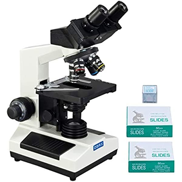 Omax compuesto 40 X -1000 X Microscopio Binocular con vidrio en blanco portaobjetos y cubreobjetos M827-SC100