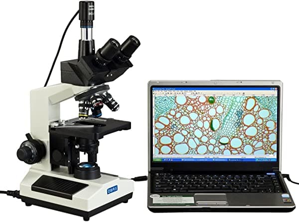 Omax reemplazable LED Microscopio Compuesto 40 X -1600 X trinocular con USB Cámara Digital M837TL-C02