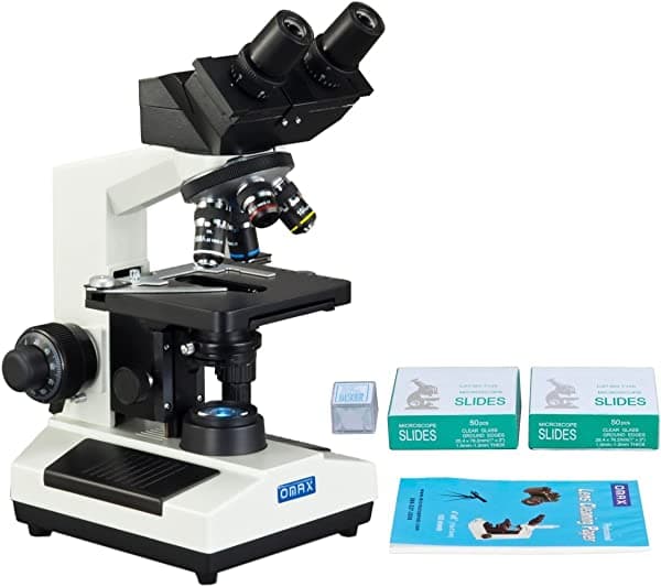 OMAX microscopio compuesto digital LED integrado 40X-2000X de 3.0 MP con portaobjetos en blanco y cubreobjetos + papel limpiador de lentes MD827S30L-SCP100
