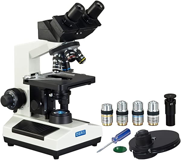 OMAX microscopio compuesto binocular LED de contraste de fase integrado 40X-2000X con cámara digital de 3.0 MP MD827S30L-PHB3