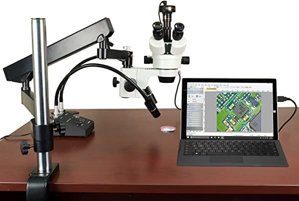 Omax 7 x -45 X Microscopio Estéreo + articular Arm + 6 W LED Light + 3.2 m cámara W43AF1-L3WLED-C30U