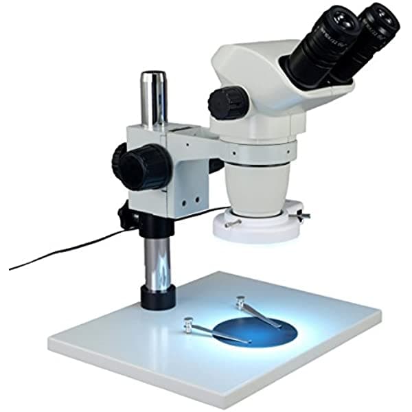 OMAX microscopio estéreo binocular con zoom 6.7X-45X con anillo de luz de 144 LED W42DPT-L144S