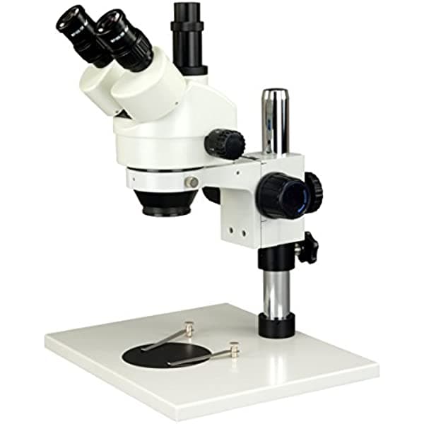 OMAX microscopio estéreo trinocular con zoom 7X-45X con soporte de mesa metálico W43APT