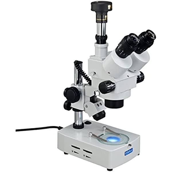 OMAX 7X-45X microscopio trinocular con luces dobles y camara digital USB de 10 MP V434A-C100U