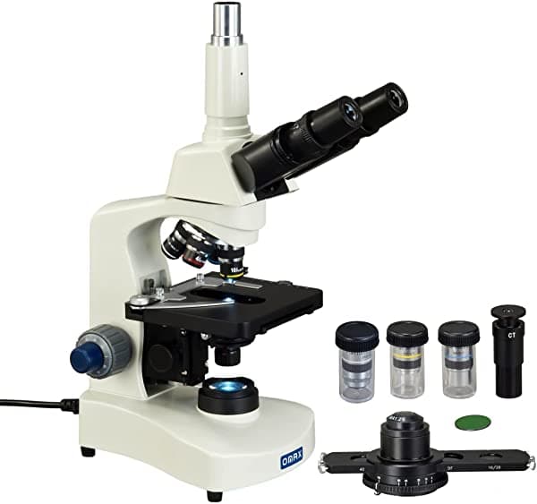 OMAX 40X-2000X microscopio LED Siedentopf compuesto trinocular de contraste de fase + lente darkfield de aceite 100X M8311-PHC2-100PR