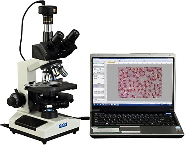 OMAX 40X-2500X microscopio compuesto trinocular de contraste de fase LED con camara USB de 10 MP M837ZL-PHB3-C100U