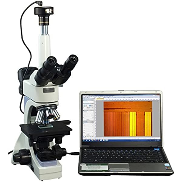 OMAX 40X-2500X Microscopio Trinocular Metalúrgico Digital Infinito con luz transmitida/reflejada y cámara de 5 MP M83MPTRZ-C50U