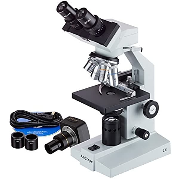 AmScope 40 x -2000 X Binocular Microscopio + 1, 3 MP cámara digital + Mech. Etapa B100B-MS-M