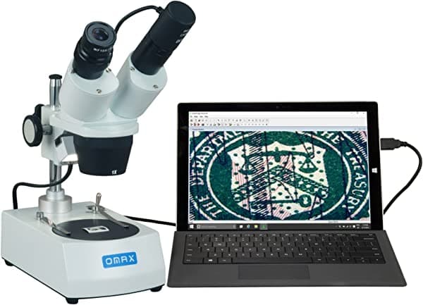 Omax 10 x -30 x Binocular Microscopio estéreo con doble luces y cámara USB G223B-C02