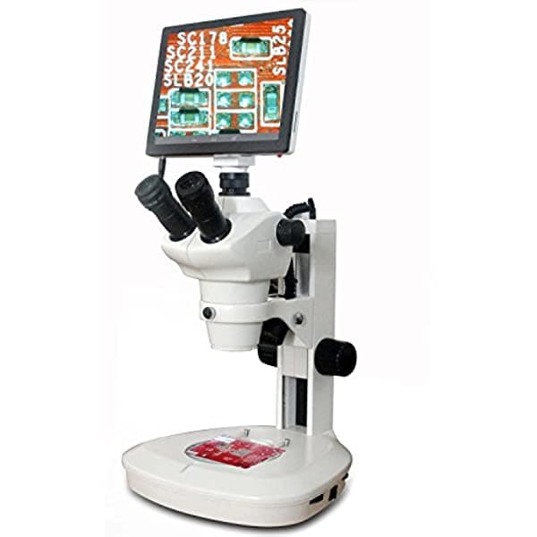 AmScope 8X-50X - Soporte de pista con luz LED estéreo, zoom Trinocular TouchPad Microscopio SFZJ-2TR-TP