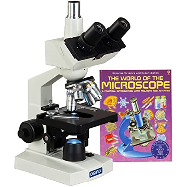 OMAX 40X-2500X Microscopio Trinocular Compuesto LED de Laboratorio con libro y platina mecánica M83EZ-WM