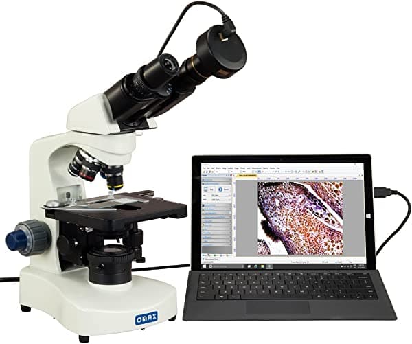 Omax 40 x -2000 X Binocular Microscopio Compuesto Siedentopf LED con Kohler iluminación y 3 MP cámara M8211-A195KL-C30U