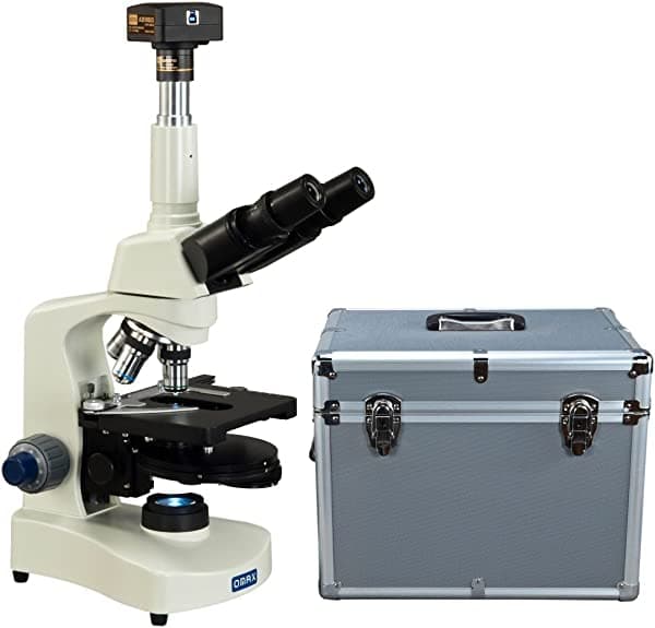 OMAX 40X-2000X Microscopio Trinocular con estuche rígido de protección con LED de Contraste de Fase Digital USB3 de 14 MP M8311-PHB3-A185A-C140U3