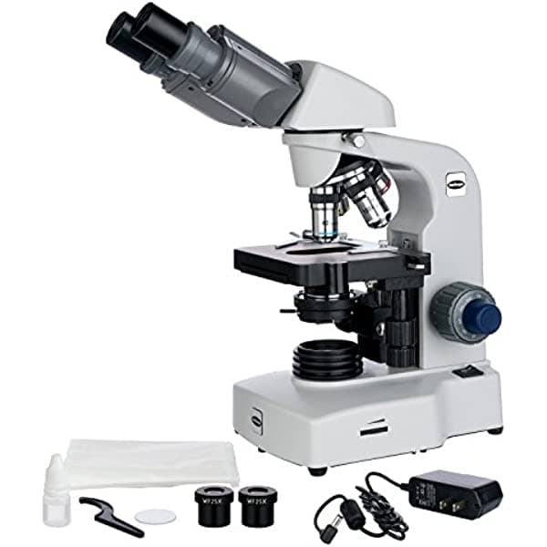 AmScope B450C 40X-2500X LED Siedentopf microscopio compuesto binocular con platina mecánica 3D