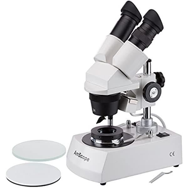 AmScope SE306-P-LED-DK 20X-40X - Microscopio estéreo inalámbrico LED con sistema de iluminación superior e inferior Brightfield y Darkfield
