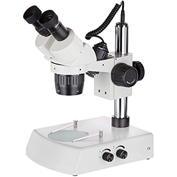AmScope SWDG-2B24 20X-40X super widefield microscopio estéreo con soporte de pilar con luces halógenas superiores e inferiores