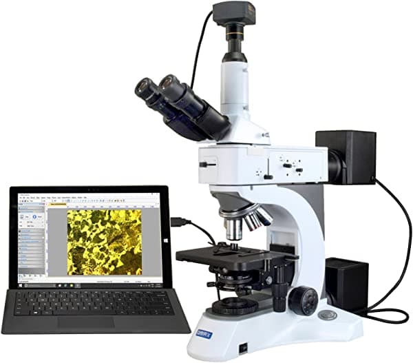 Omax 40X-1500X USB3 18 MP microscopio digital trinocular infinity polarizing darkfield metalúrgico M838TRMD-C180U3