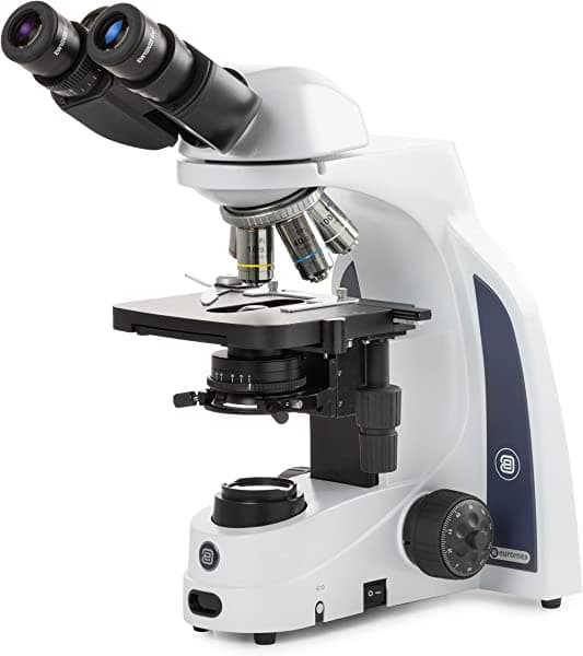AmScope Microscopio binocular iScope EWF 10x/0.787 in, objetivos de aceite E-Plan EPL 4/10/S40/S100x, iluminación NeoLED de 3 W