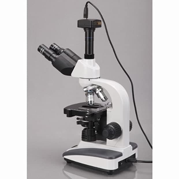 AmScope Microscopio LED de compuesto biológico trinocular 40X-2000X T360B-M + cámara digital de 1.3MP