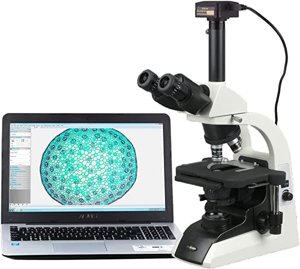 AmScope T650C-14M3 microscopio biológico trinocular Infinity Plan 40x-2500X + cámara de 14 MP USB3.0