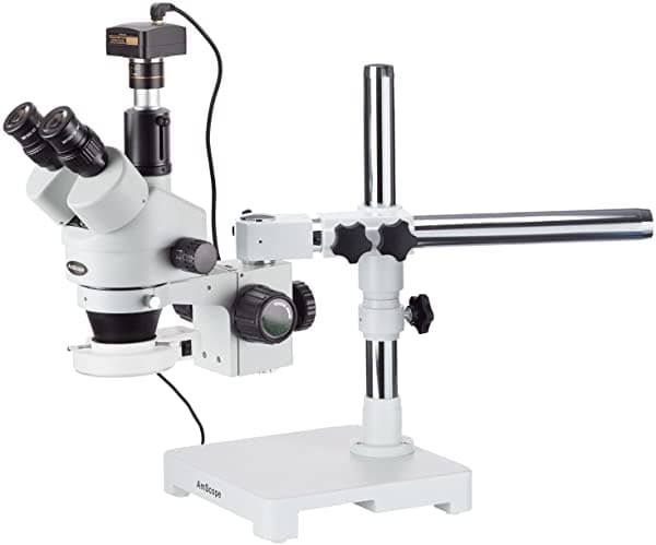 AmScope SM-3TZZ-54S-M Microscopio Trinocular Estéreo Zoom LED 3.5X-180X con Cámara de 1.3MP