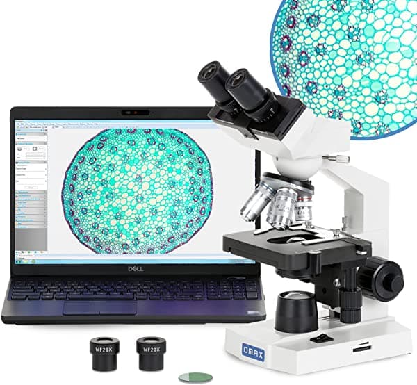 OMAX microscopio compuesto binocular LED de laboratorio 40x-1600X con platina mecánica de doble capa