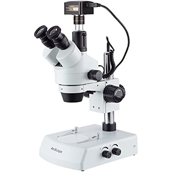 AmScope Microscopio estéreo con zoom Trinocular LED 3.5X-90X + cámara digital de 18MP SM-2TZ-LED-18M3