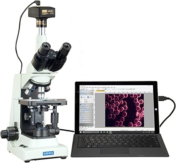 OMAX Plan Darkfield LED 40X-2000X avanzado, microscopio trinocular compuesto con cámara de 14 MP M834SLPLAN-A191BOIL-C140U