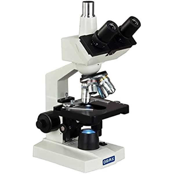 Omax M83EZ 40X-2500X Microscopio compuesto trinocular de laboratorio con LED y platina mecánica de doble capa