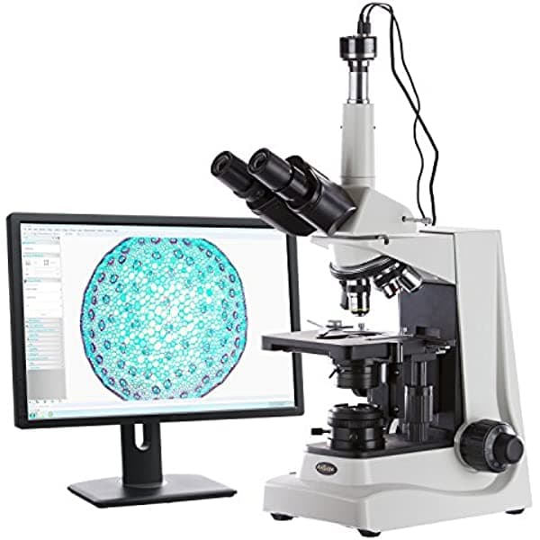 AmScope 40X-2500X Advanced Profesional Biological Research Kohler - Microscopio compuesto + cámara de grabación HD T680C-HC2