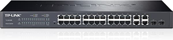 TP-Link Conmutador inteligente Fast Ethernet de 28 puertos con 2 ranuras SFP Combo y 4 puertos Gigabit (TL-SL2428)