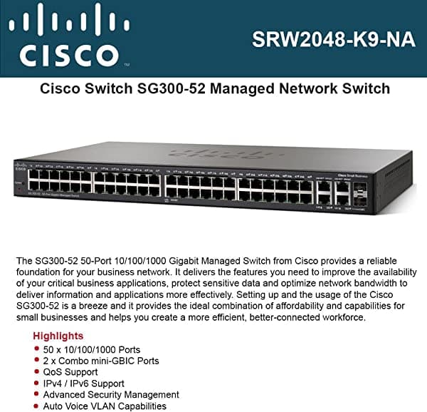 Cisco Small Business 1 srw2048-k9-na 50port 10/100/1000 2Port Combo mini-GBIC