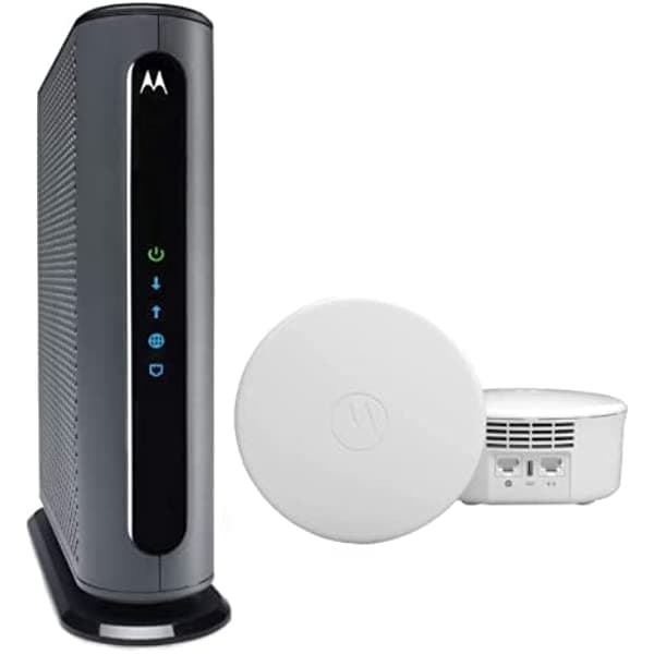 Motorola MH7602 WiFi 6 Mesh (paquete de 2) + módem de cable MB8611 Multi-Gig DOCSIS 3.1 - Paquete