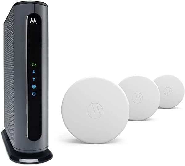 Motorola Malla WiFi 6 (paquete de 3) + paquete de módem de cable - Sistema de malla Q11 WiFi 6 (paquete de 3) y módem de cable múltiple MB8611 | Aprobado para Comcast Xfinity, Cox, Spectrum | AX3000 WiFi | DOCSIS 3.1
